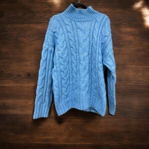 American Eagle Outfitters Sky Blue Cable Knit Turtleneck Sweater